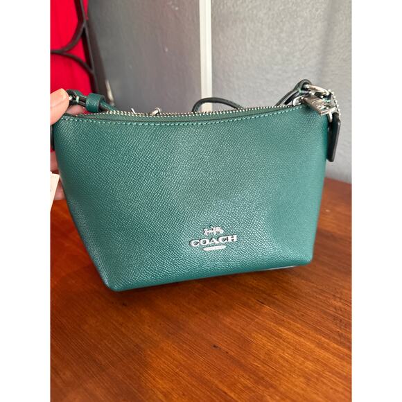 COACH NWT Emerald Green Silver Zip Top Crossbody Bag | NWT - Picture 9 of 10